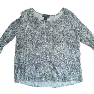 Karen Brooks Blouse 3X Black White Paisley